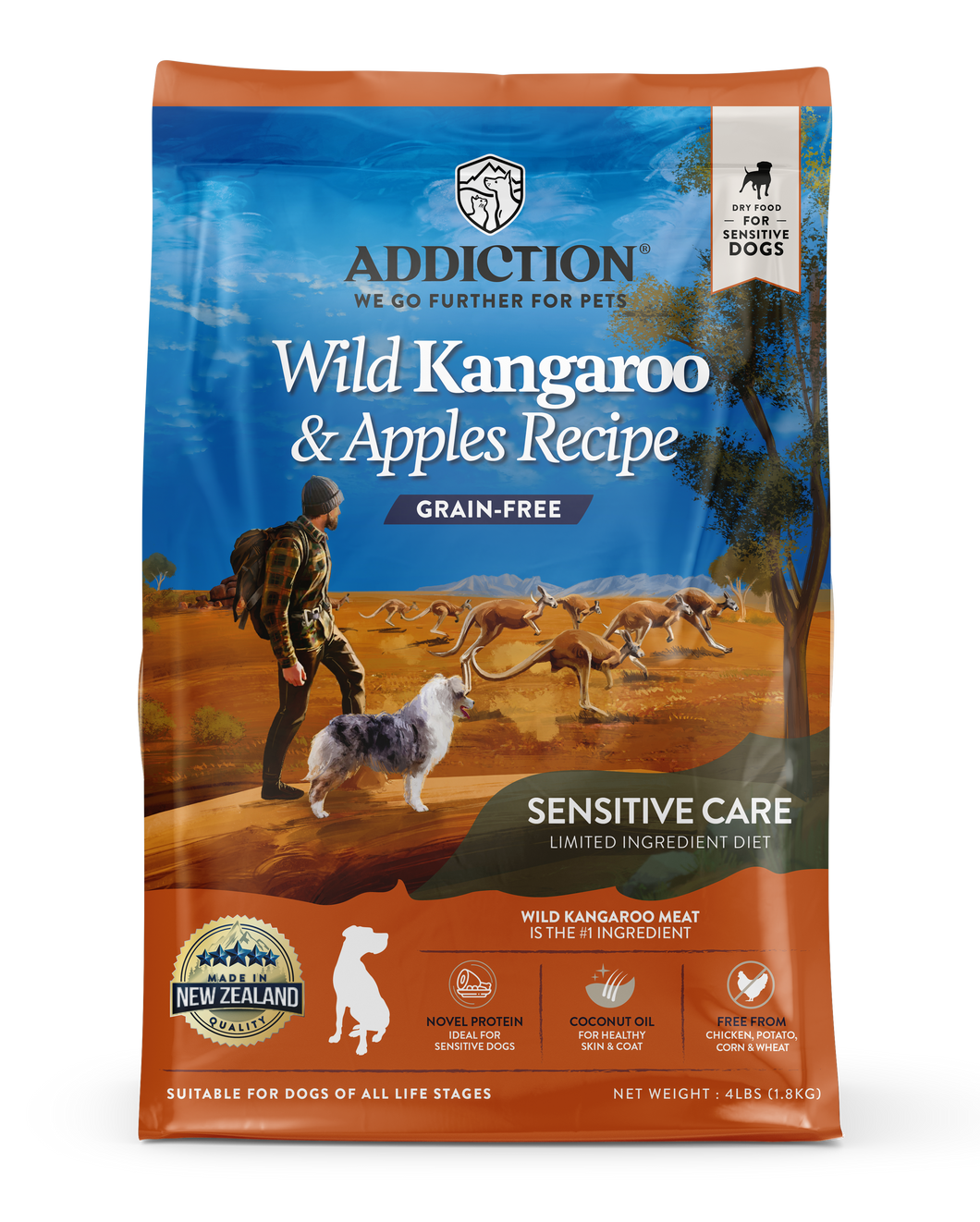 Addiction Wild Kangaroo & Apples - Wild Kangaroo Dry Dog Food, All Life Stage