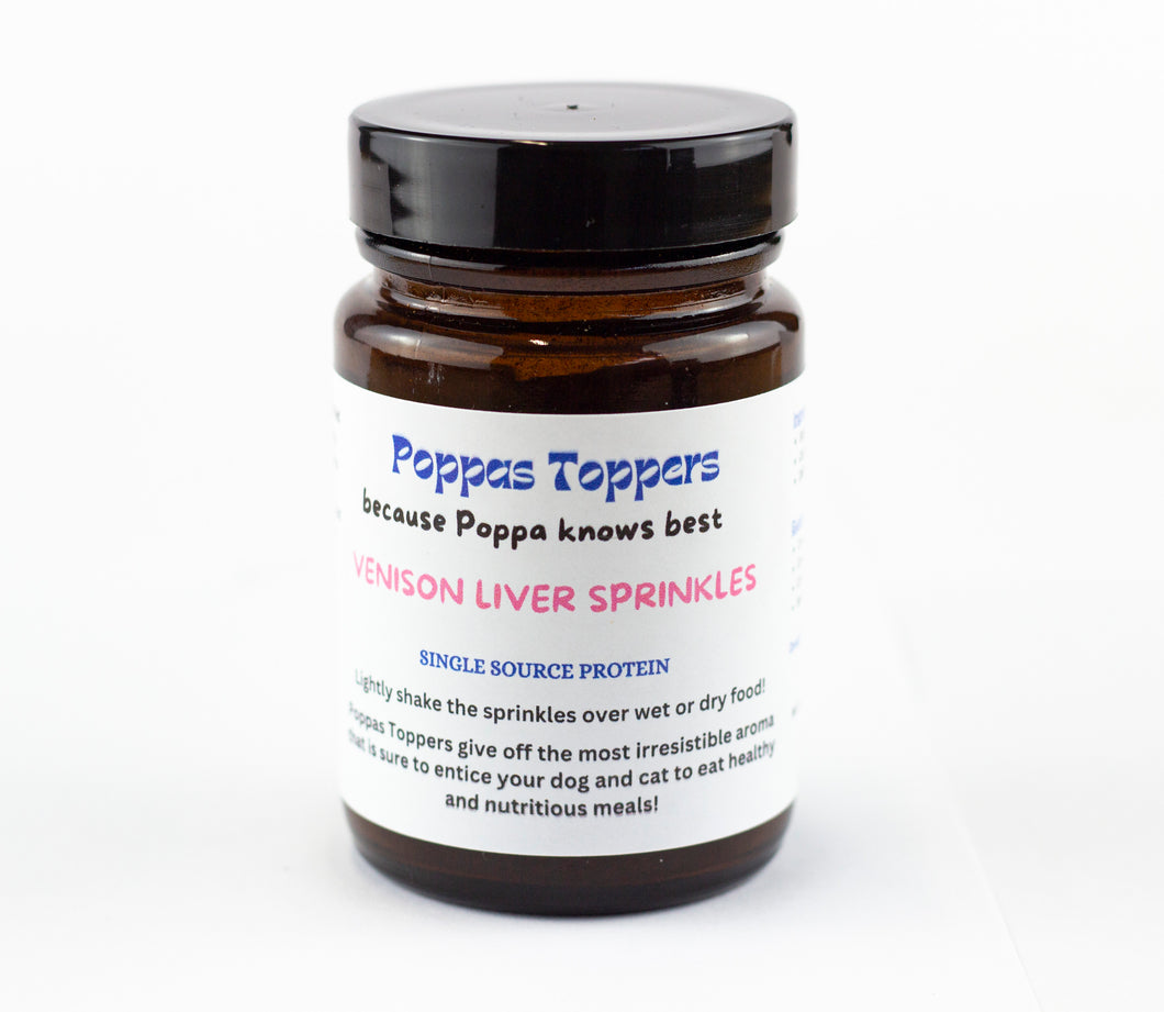 Poppas Toppers Venison Liver Sprinkles 50g For Cats & Dogs